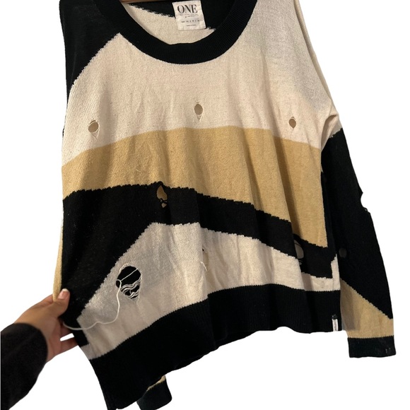 ✨ One Teaspoon Destroyed Distressed Striped Sweater Pullover Top - Picture 7 of 7